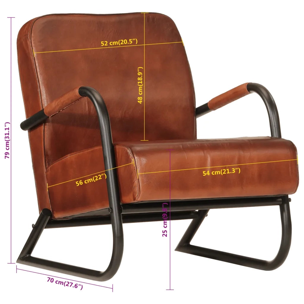 Poltrona | Sedia Relax Marrone in Vera Pelle