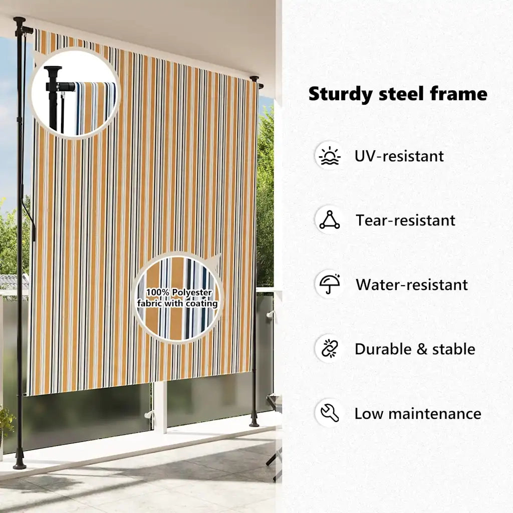 Tenda a rullo | Tenda avvolgibile Esterno Gialla e Bianca 150x270cm Tessuto Acciaio