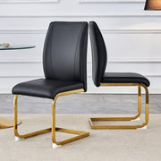 Set di 2 sedie da pranzo in ecopelle bianca con gambe in metallo nero e schienale da 50 cm