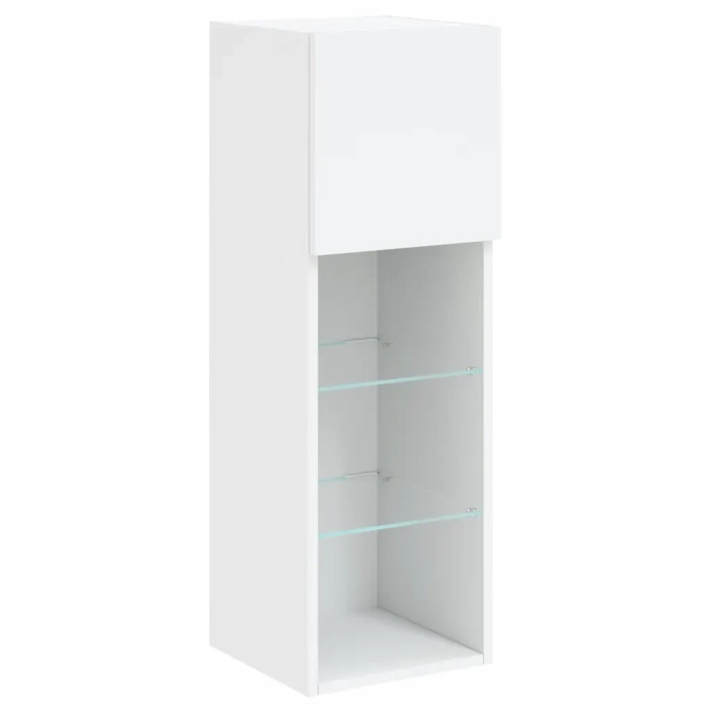 Mobili Porta TV con Luci LED 2 pz-Credenza per TV Bianchi 30,5x30x90 cm