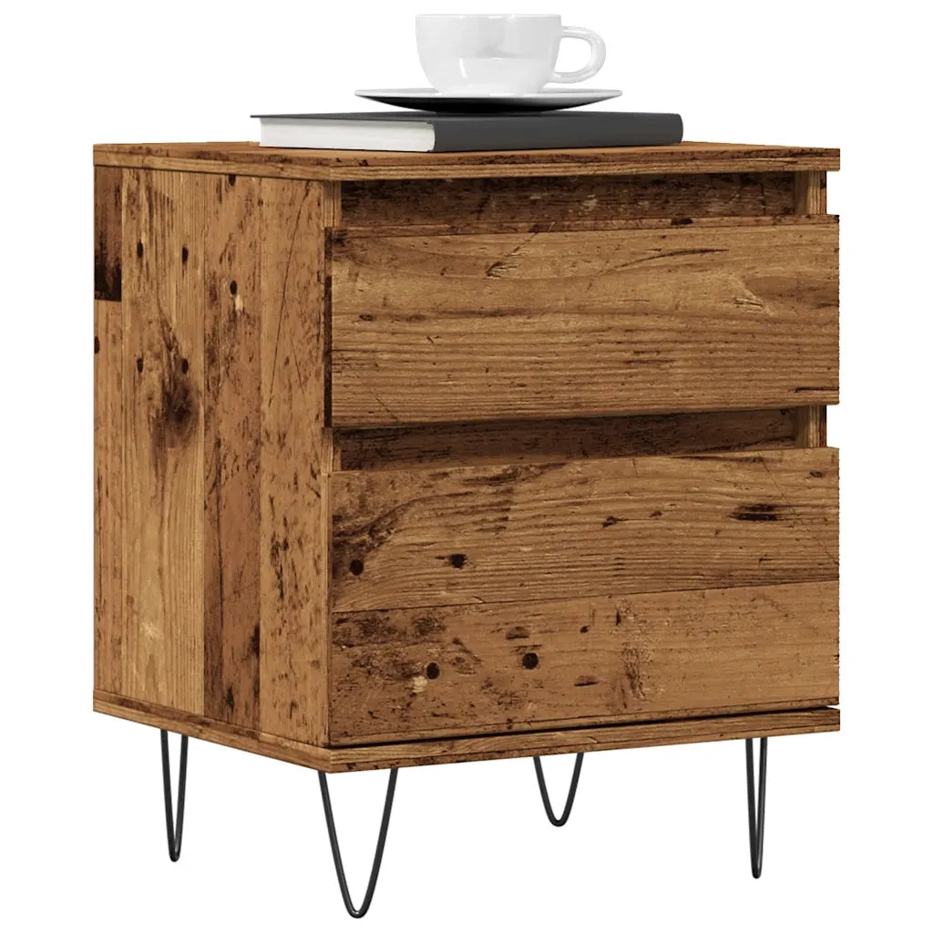 Comodini 2pz Legno Antico 40x35x50 cm in Legno Multistrato 857417