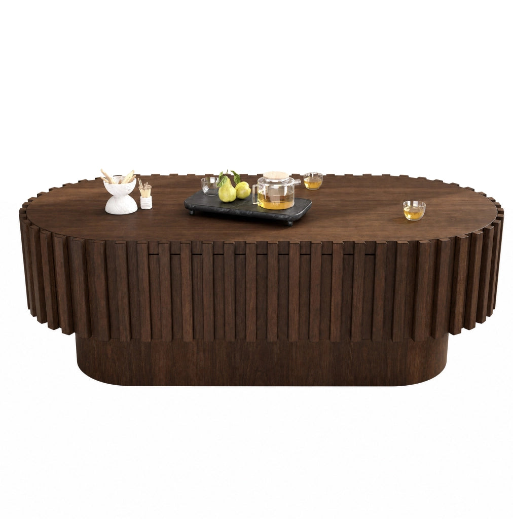 TAVOLINO Ovale 100x50x35,5 cm MDF Effetto Noce con Cassetto