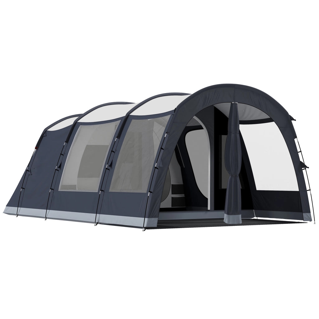 Tenda da Campeggio a Tunnel per 2-4 Persone 540x320x210 cm con 2 Stanze Impermeabile 3000mm Resistente Blu Navy