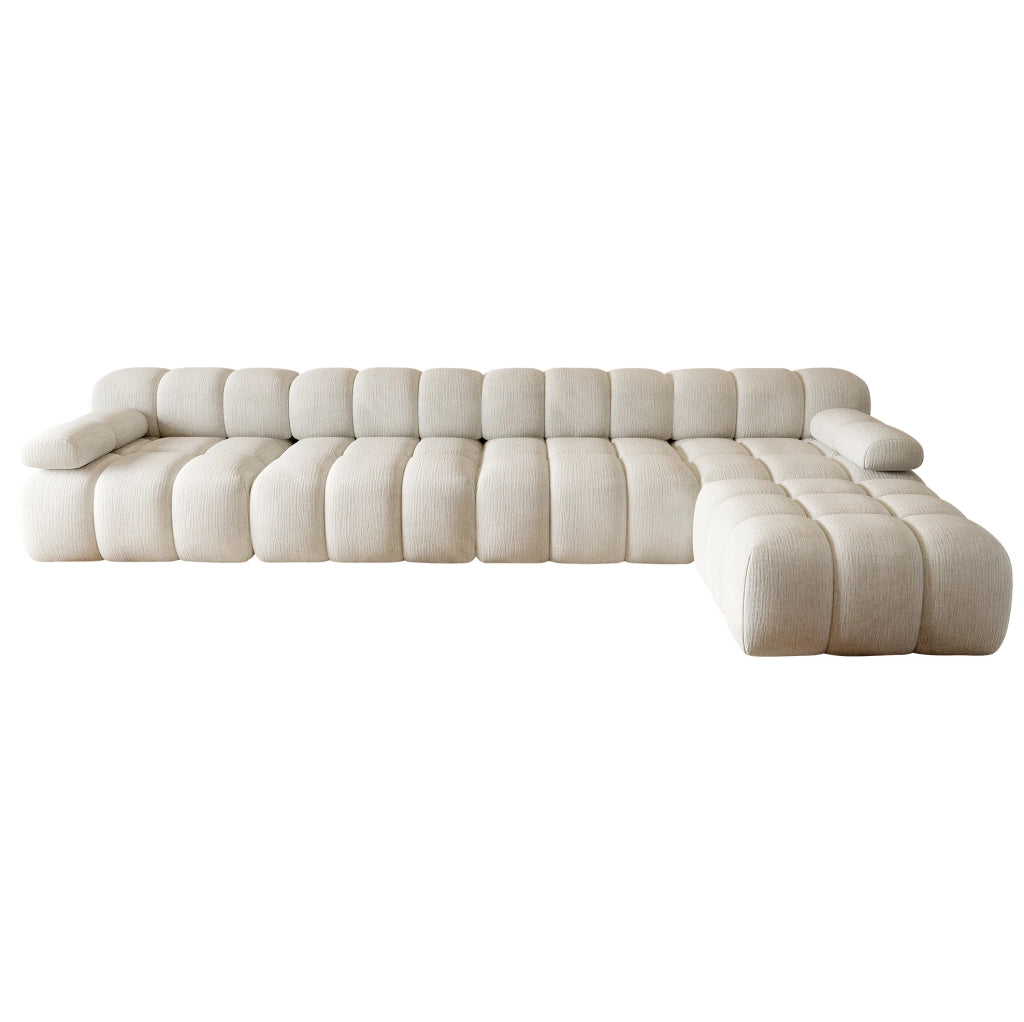 DIVANO Angolare a L 400x200x68 cm in Tessuto Bianco