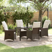 Set da Pranzo per Giardino con cuscino 5 pcs Marrone polyrattan 3379543