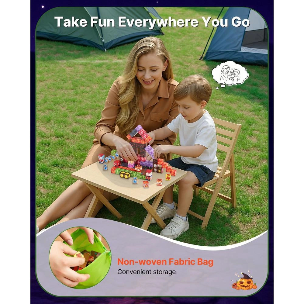 Blocchi Magnetici 150 Pezzi Castello Oscuro Cubi Costruzione Bambini STEM Montessori Impilabile