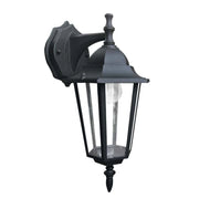 Lanterna a parete da esterno alluminio nero attacco e27 ip44 diffusore in vetro