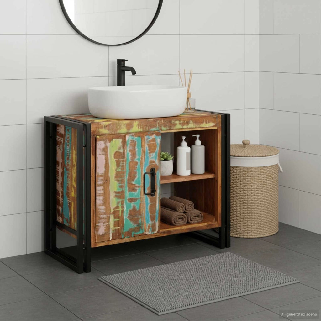 Armadio sottolavello Multicolore Legno Recuperato Massello 4102774