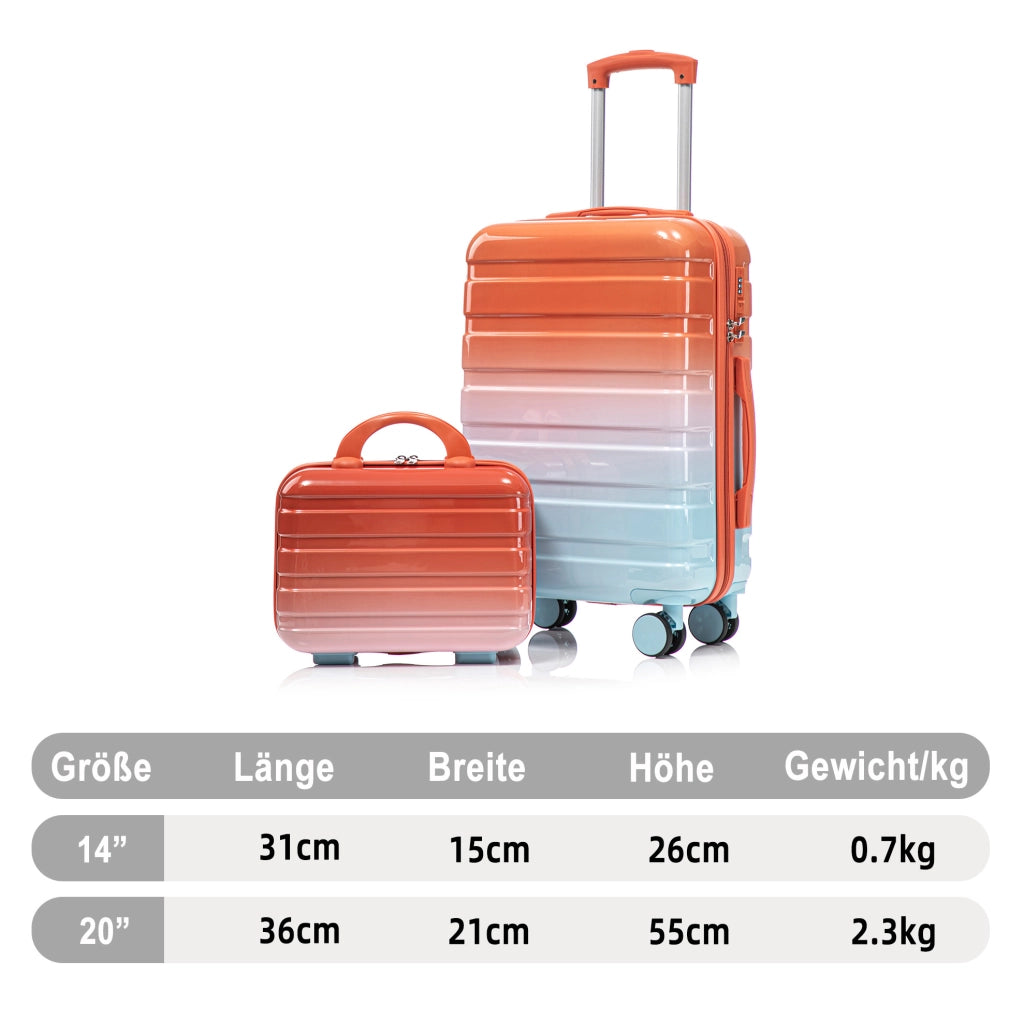 Set valigia rigida 36×21×55 cm in policarbonato rosso con lucchetto a codice
