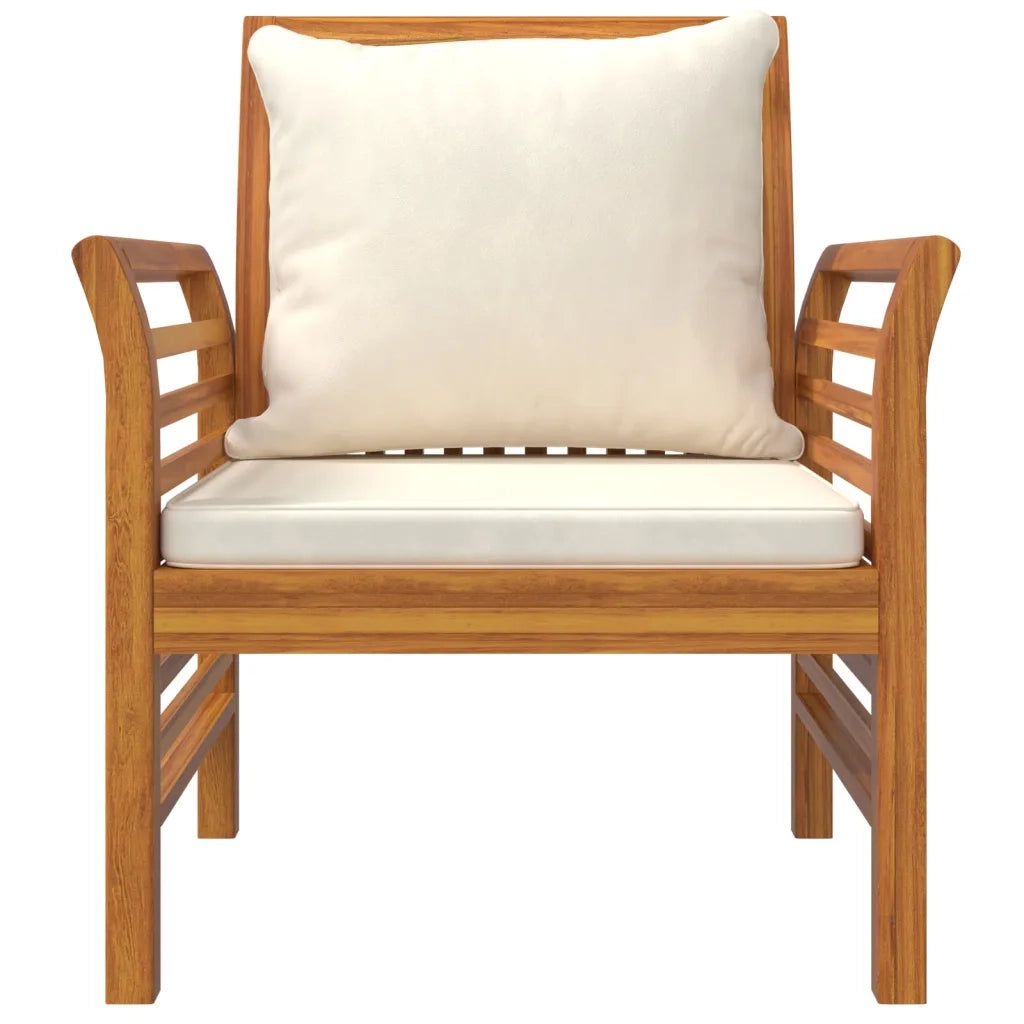 Poltrone con Cuscini Bianco Crema 2 pz Legno Massello di Acacia 312137