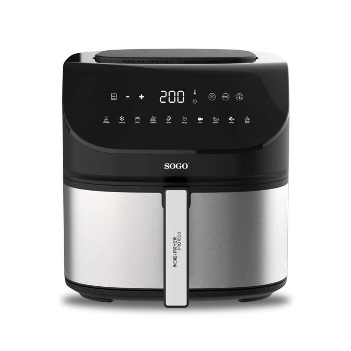 Friggitrice ad aria 8L 1600W con 10 programmi e display touch, temperatura 50-200°C e funzione essiccatore - Sogo