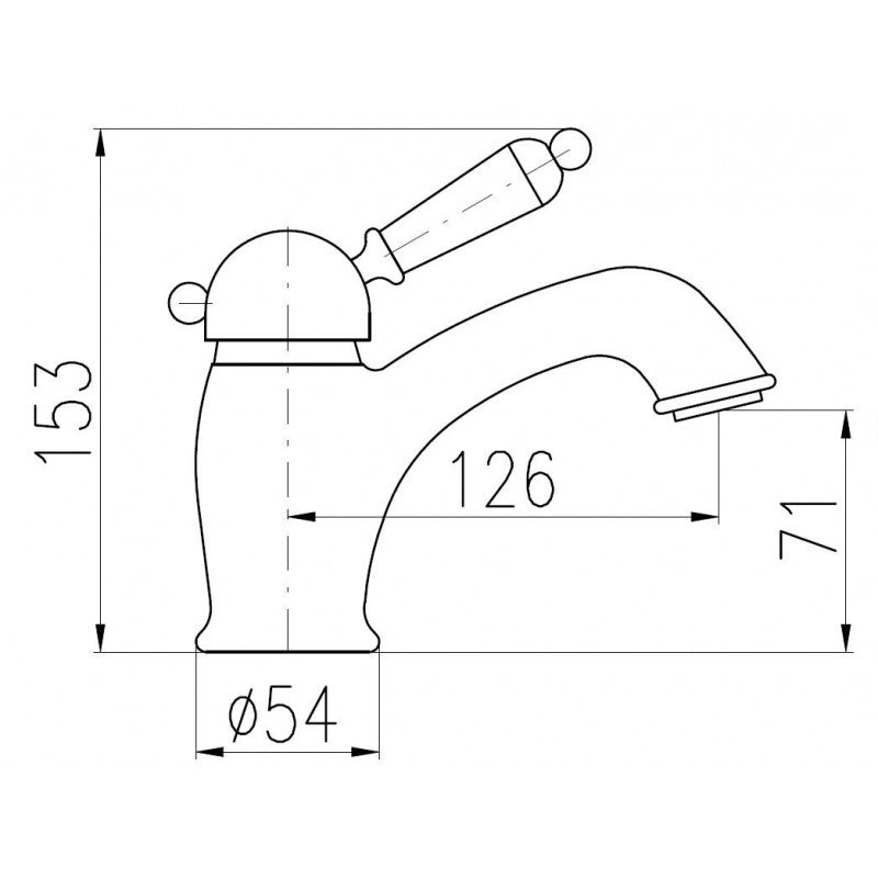 LABE miscelatore lavabo in ottone con manico in ceramica senza sifone