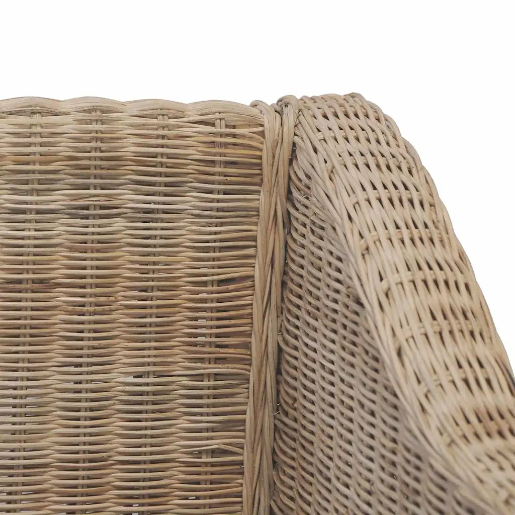 Divano a 2 Posti con Cuscini in Rattan Naturale 283076