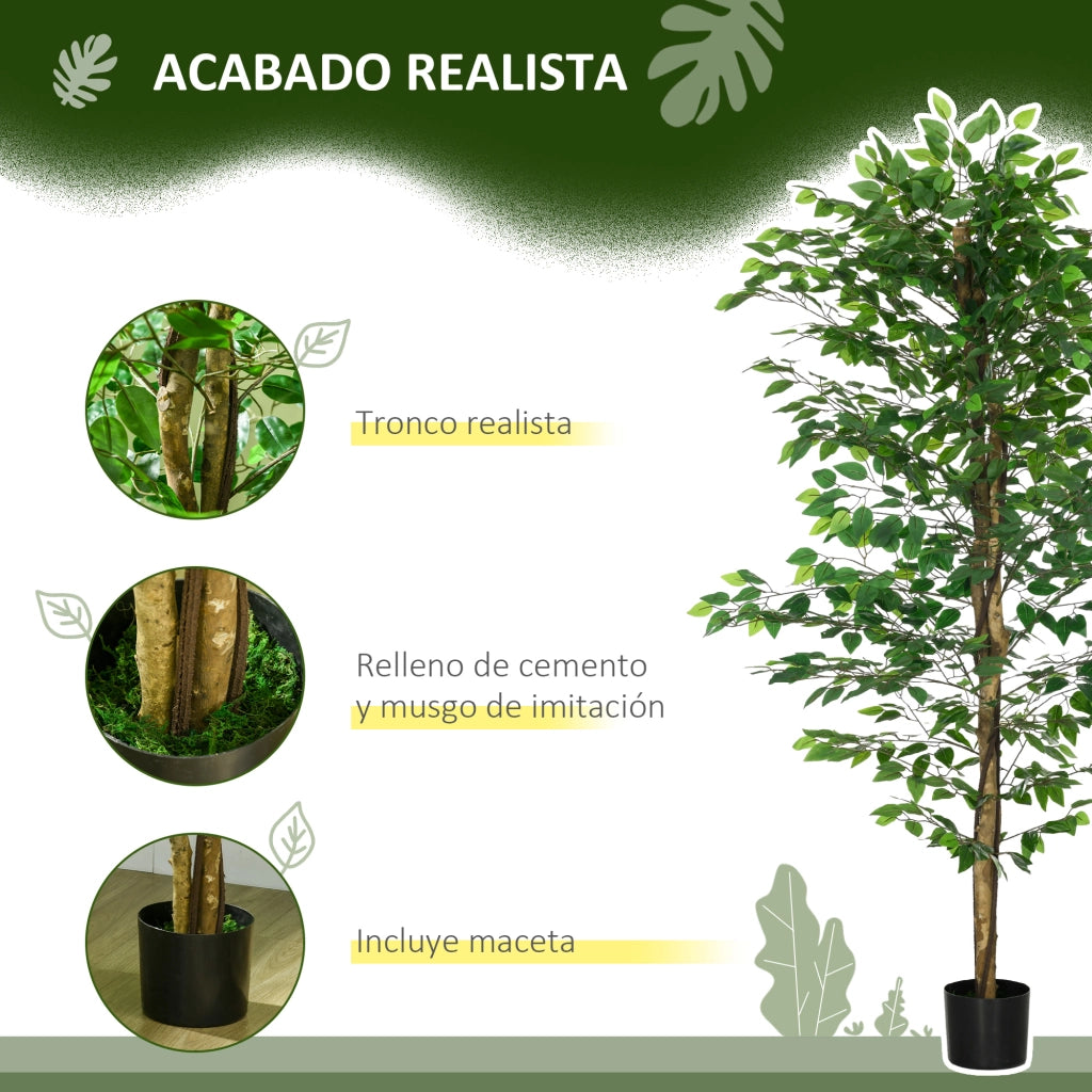 Ficus Artificiale con Tronchi Naturali 180 cm ¨C Minimal ¨C Verde