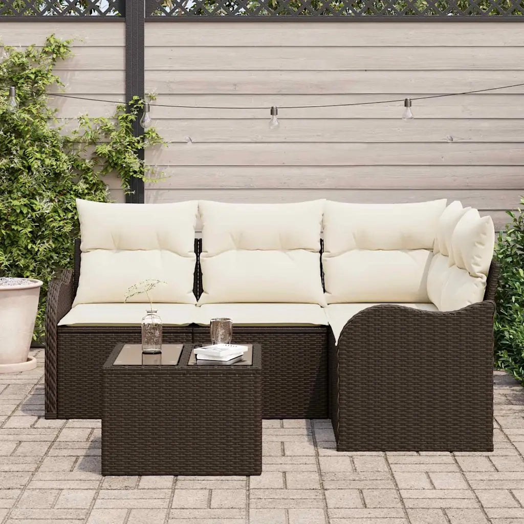 Set Divano da Giardino | Set Salotto da Giardino Marrone polyrattan
