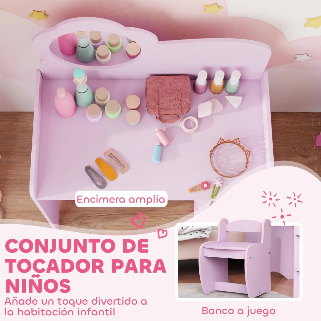 Scrivania con Specchio e Scaffale per Bambini ¨C Minimal ¨C Morado