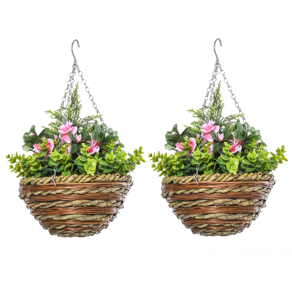 Vaso da bagno con piante finte ¨C zephmum ¨C ?25x34 cm verde e rosa