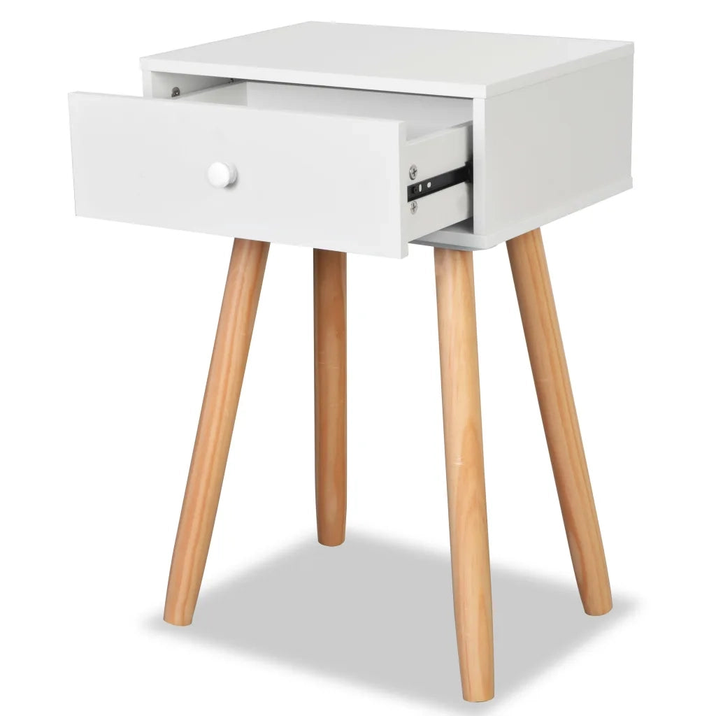 Set di 2 Comodini | Armadio da Notte | Mobiletto da notte Set in Massello di Pino 40x30x61 cm Bianchi
