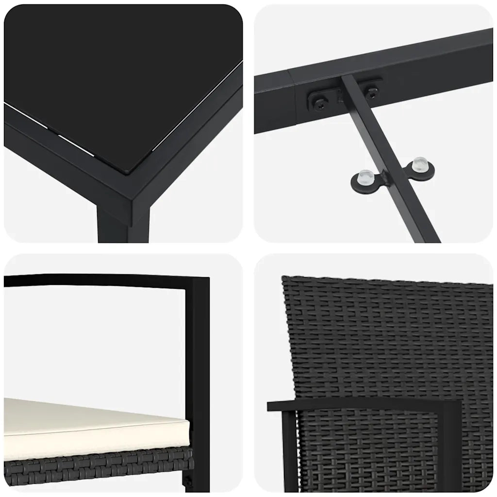 Set da Pranzo per Giardino 9 pcs Nero 3379239