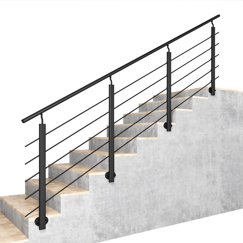 Ringhiera kit in alluminio , Corrimano per scala Lungh. 300 cm, Montaggio laterale, uso interno ed esterno, nero opaco