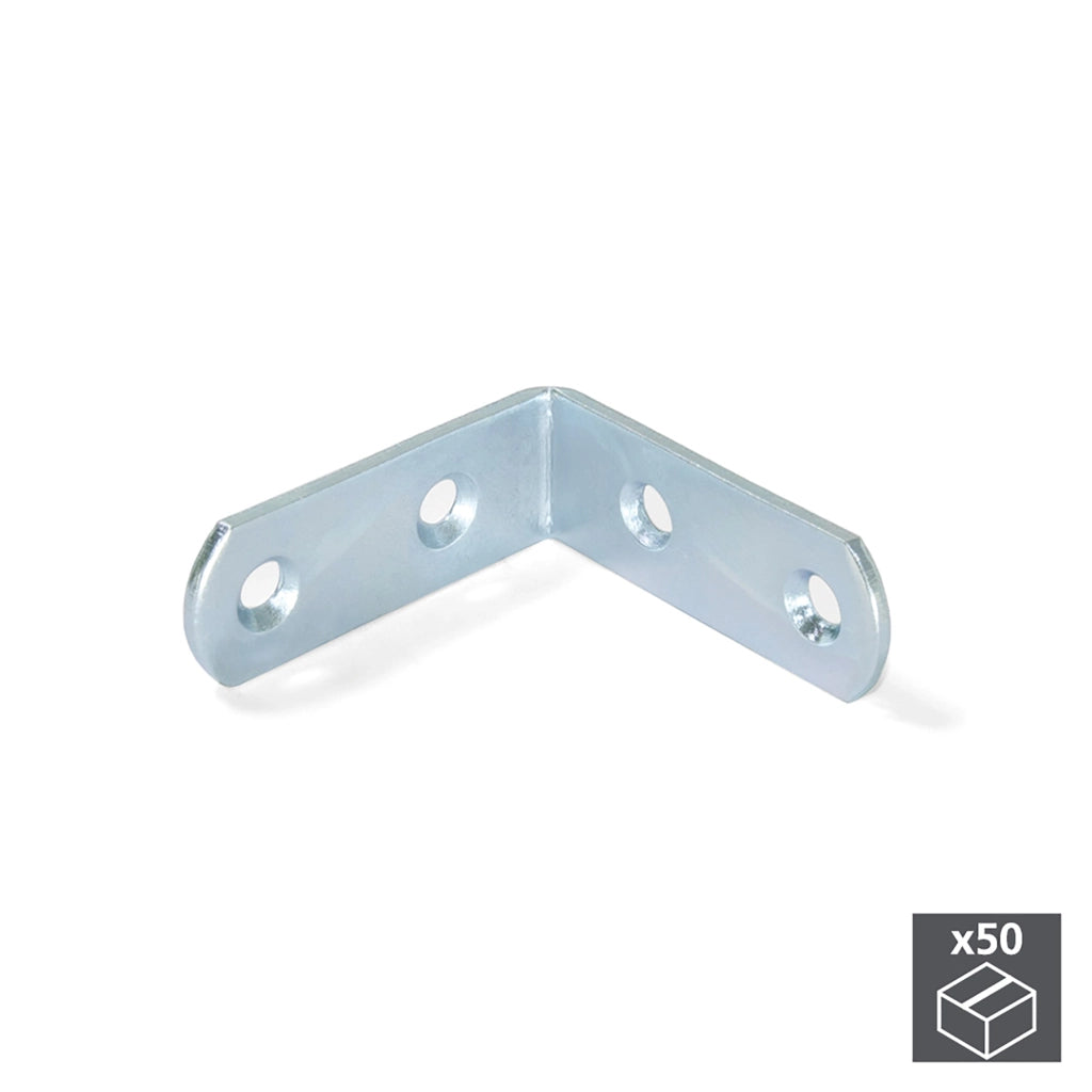 Squadra di Unione per Mobili 42 x 42 mm 4 Fori Acciaio Zincato 50 Pezzi Emuca