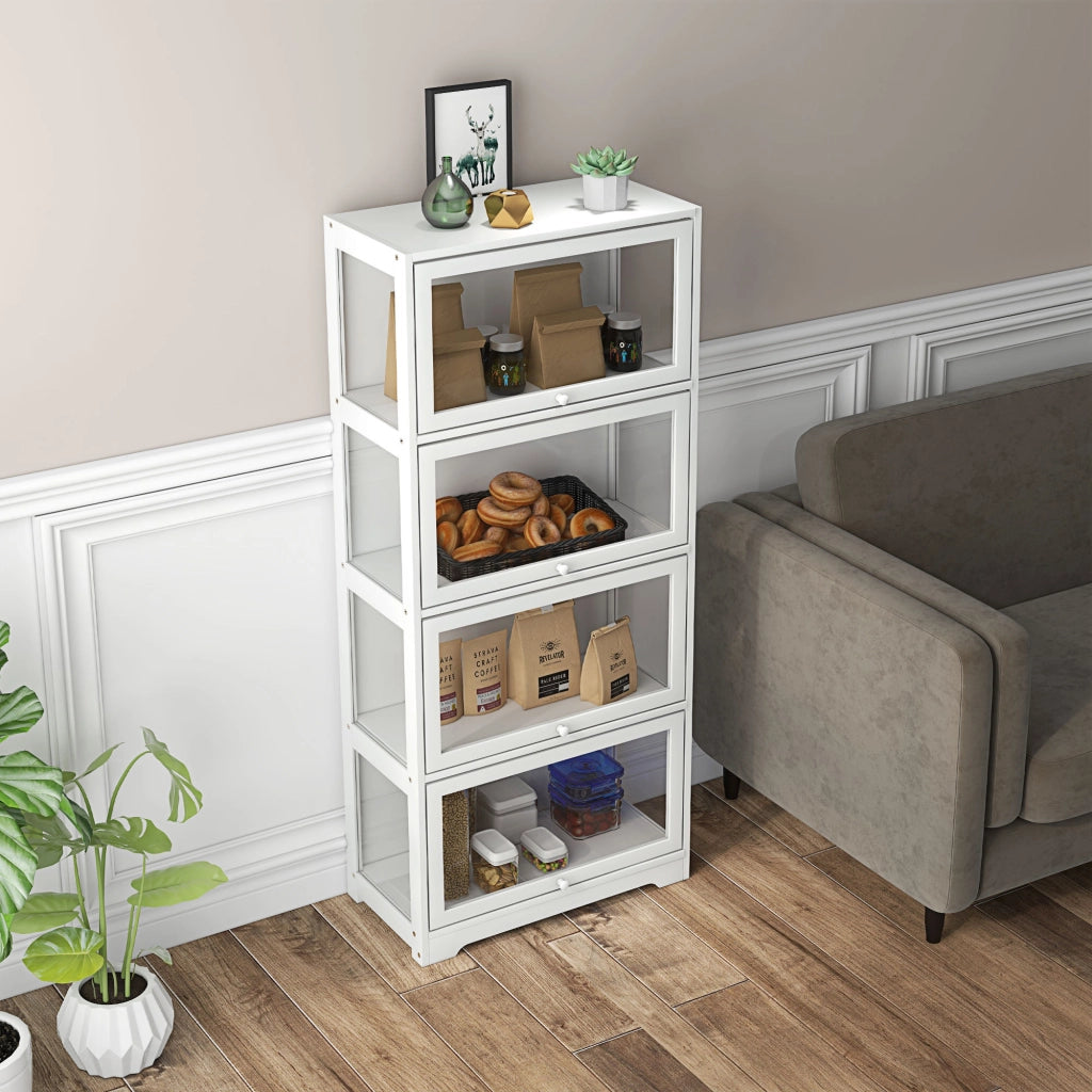 Vetrina Libreria 4 Ripiani con Ante ¨C Xylo ¨C Bianco 59x30x139 cm
