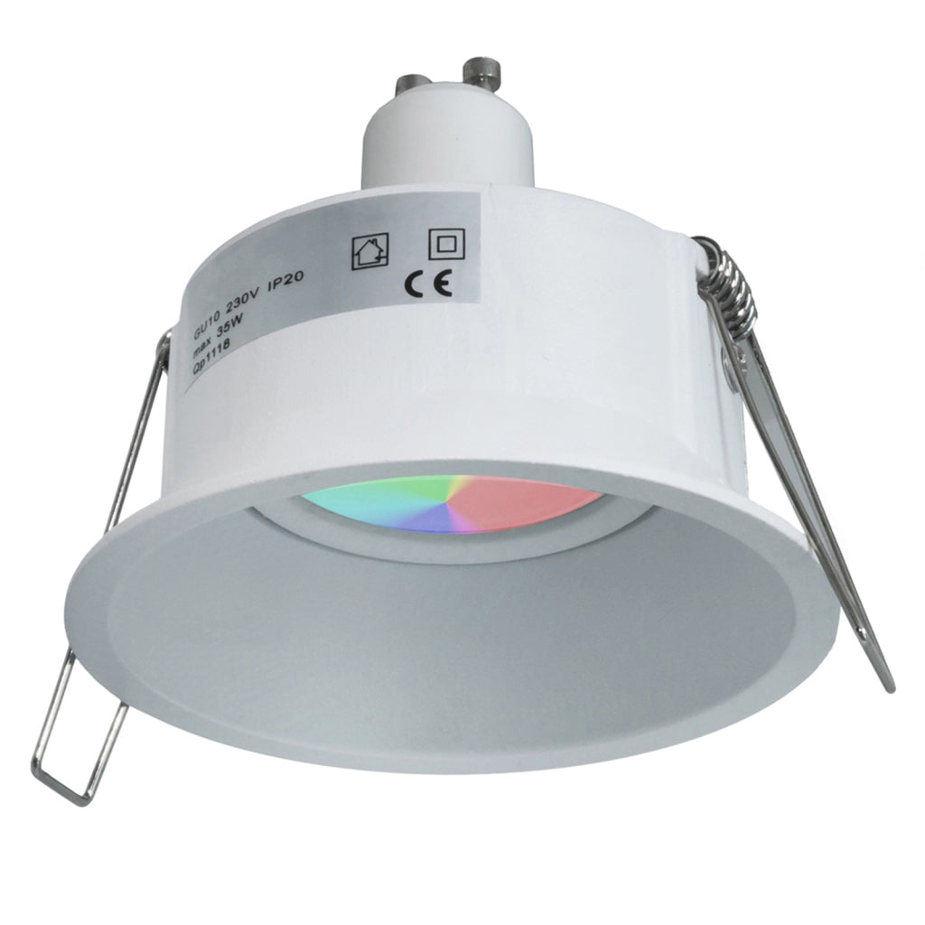 Faretto tondo bianco nero incasso foro 85mm lampadina colorata LED 6W GU10 RGBW 230V luci vetrina bar BIANCO LUCE 6000K