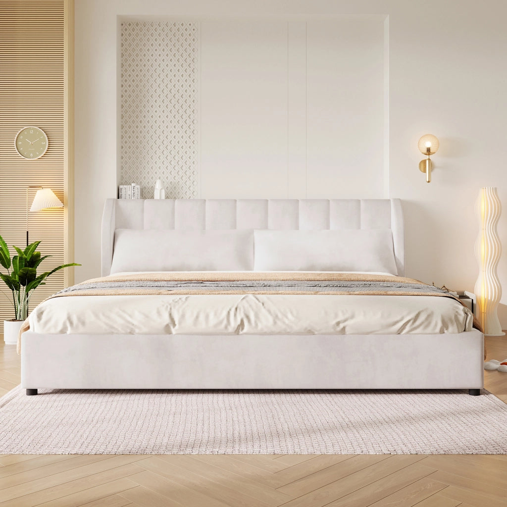 letto imbottito flanella beige 180 x 200 cm