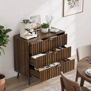 Cassettiera a 3 cassetti in MDF color noce con maniglie e gambe in metallo per camera e soggiorno 80 × 39 × 78 cm