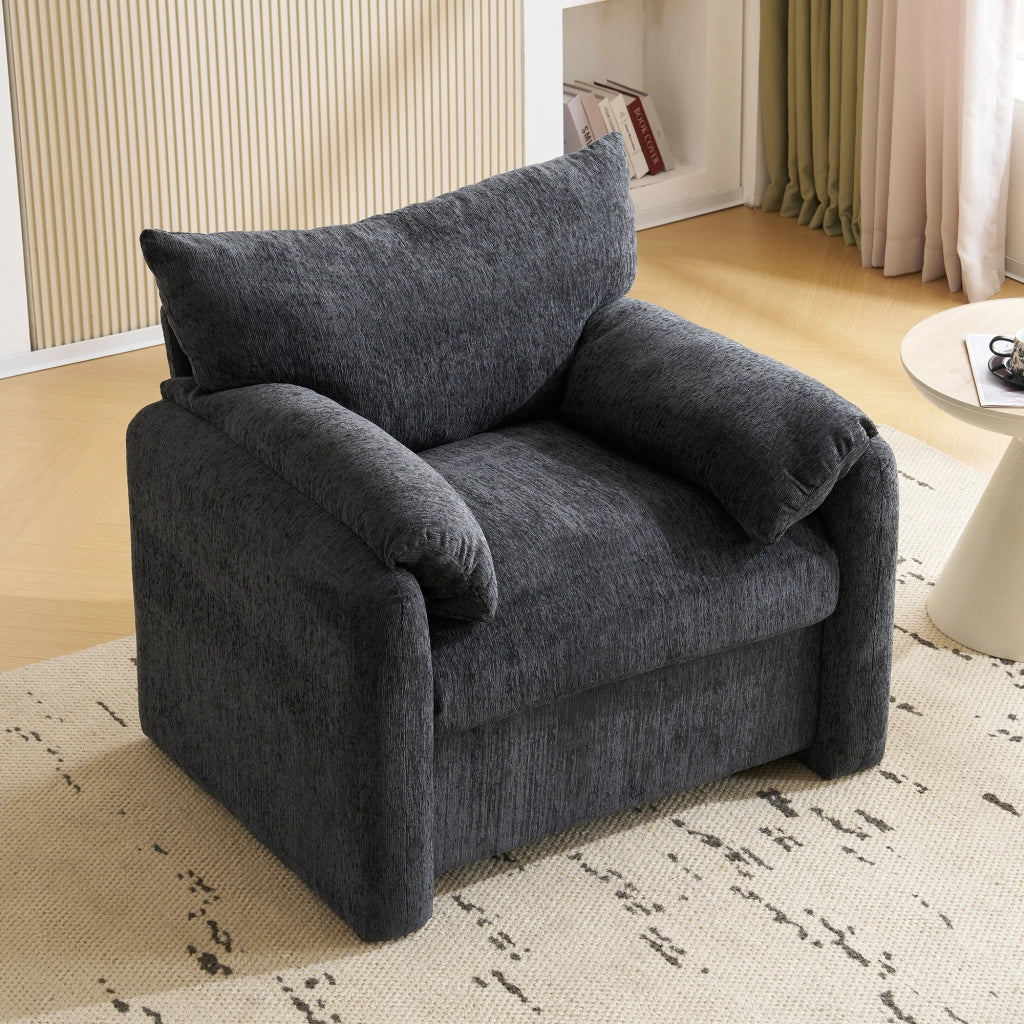 Poltrona in chenille grigia 96x82x84 cm con imbottitura ad alta elasticità