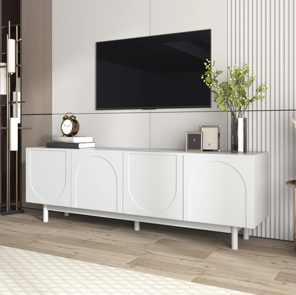 Mobile TV bianco elegante con 4 ante e ripiani regolabili