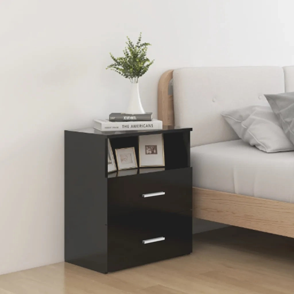 Set di 2 Comodini | Armadio da Notte | Mobiletto da notte Neri 50x32x60 cm
