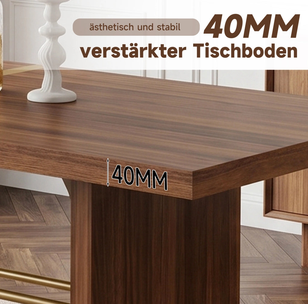 Tavolo da pranzo in MDF noce e oro 180 x 75 cm