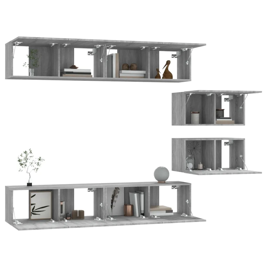 Set di Mobili Porta TV 6 pz Grigio Sonoma in Legno Multistrato 3114604
