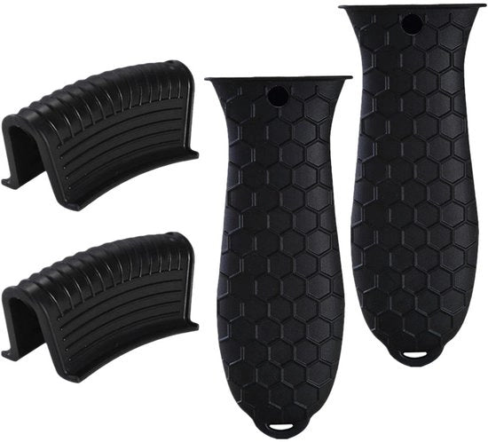 Doppie Deksels Isolanti Termici in Silicone - Antiscivolo - 2 Pezzi - Neri - Per Pentole/Casseruole