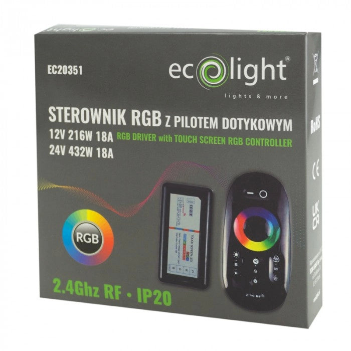 Controller LED RGB touch RF 18A 216W nero Ecolight