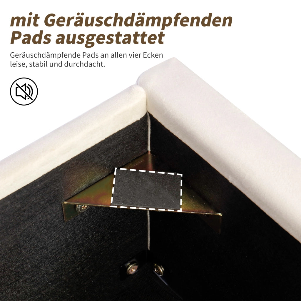 Letto Contenitore Singolo 90x200 cm; 1 Posto - Contenitore Idraulico e Testiera Imbottita - in Velluto - Beige