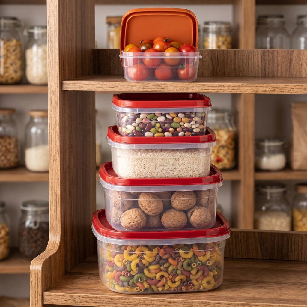 Set di contenitori per alimenti KADAX Scatole per il pranzo in plastica con coperchio da 5 pezzi