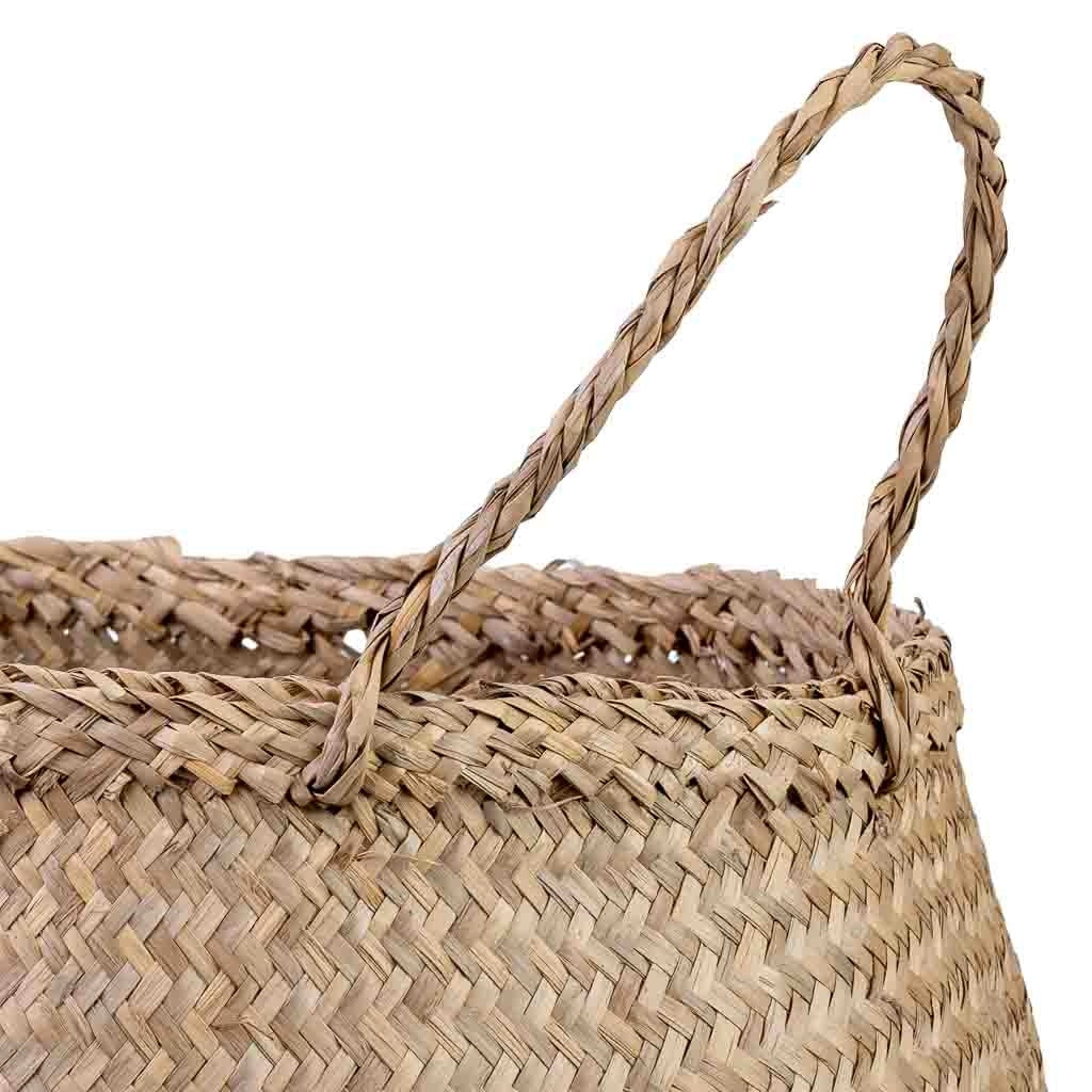 Cestino naturale con manici, vernice bianca, D40x36/48h cm