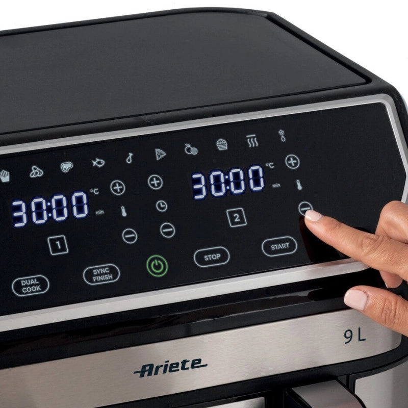 Friggitrice ad aria 9L 2100W - 11 programmi - Doppio cestello - Nero/Silver