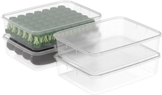 Contenitori in plastica BPA-free, trasparenti, 5L, set da 4, con coperchi, resistenti al congelatore e al microonde.
