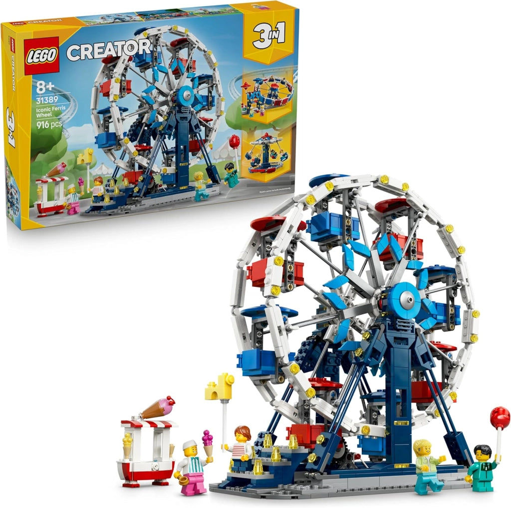 LEGO Creator 3 in 1 Iconica Ruota Panoramica - Parco Giochi Trasformabile in Attrazione a Forma di UFO o in Giostra, Eta