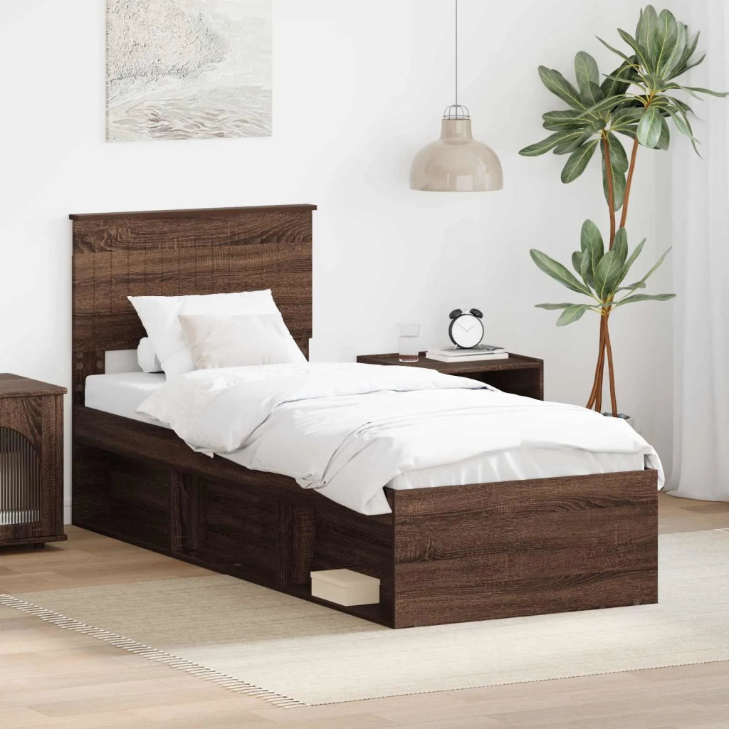 Letto singolo | Letto per adulti | Struttura del letto Rovere Marrone 75 x 190 cm Pino massello