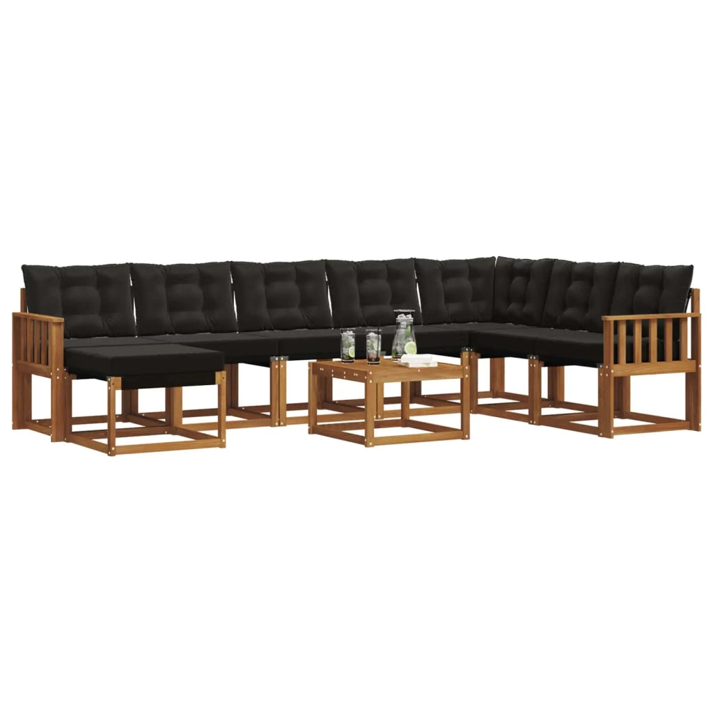 Set di divani da esterno con cuscino 9 pcs Naturale e Nero 3368975