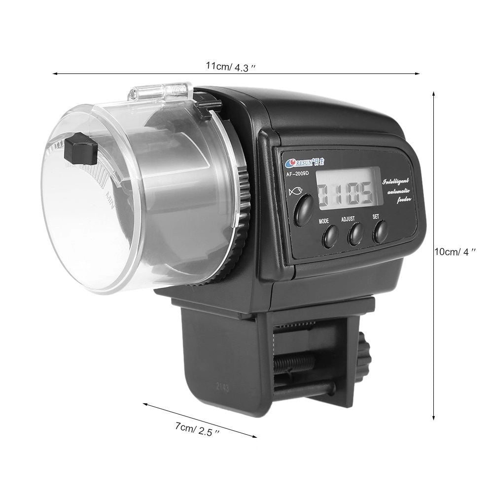 Trade Shop - Dosatore Distributore Cibo Pesci Con Timer Display Lcd Per Acquario Automatico -