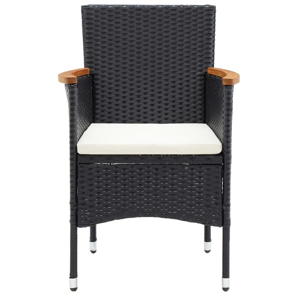 Set da Pranzo per Giardino 5 pz con Cuscini Polyrattan Nero 3095016