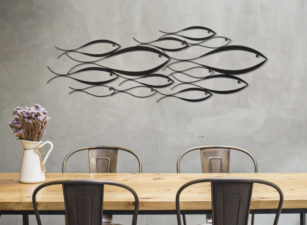 Pannello Decorativo da Parete Fishy in Metallo 3D cm 100x1x35
