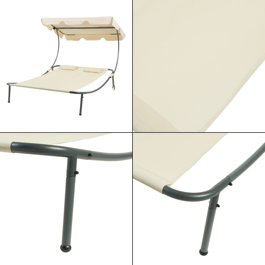 Lettino Prendisole Avigliano con Tettuccio Parasole Regolabile - Beige casa.pro