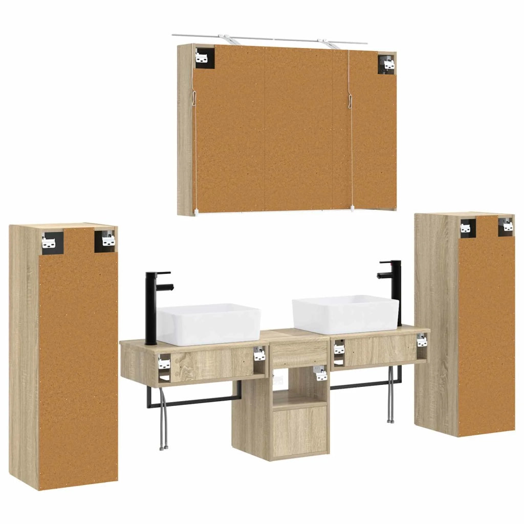Set di mobili per il bagno 6 pz Rovere Sonoma 3407129