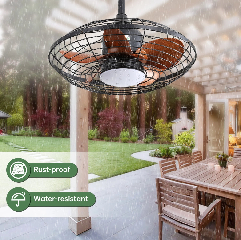 Ventilatore da soffitto 51 cm con motore DC, 5 pale ABS e luce LED 18W a 3 colori, per esterni e interno